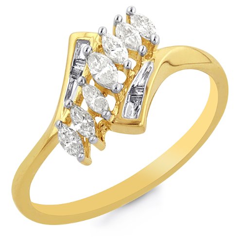 14K Yellow Gold 1/4 Carat Marquise Cut Diamond Fashion Ring - Size 7