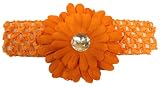 New Rhinestone Daisy Flower Hair Bow on a Soft Stretch Crochet Headband ~ Assorted Colors