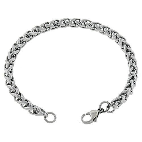 Women's 316l Stainless Steel 5mm Silver Wheat Chain Anklet (7in to 14in)