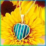  : 14K STRIPED AUSTRALIAN OPAL HEART PENDANT