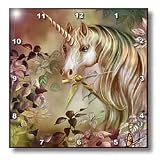 Dream Essence Designs Fantasy - A magical unicorn peers out from a floral enchanted realm in this artwork - Wall Clocks