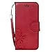 iPhone 6s Plus Wallet Case,iPhone 6 Plus Wallet Case,ACO-UINT Premium Retro Embossed Flower Wallet Leather Case,Folio Book Cover Strap Case with Card Slots for iPhone 6/6s Plus[Wine red]