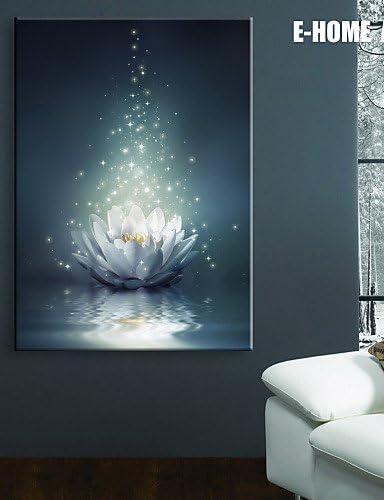 Generic- Stretched LED Canvas Print Art White Lotus on The Water LED Flashing Optical Fiber Print One Pcs , 20" x 28"