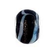 Pandora Style Charm Bead (Z293) Murano Style Glass (13mm x 10mm) (fits Troll too) ~ Black with White and Copper Stripes