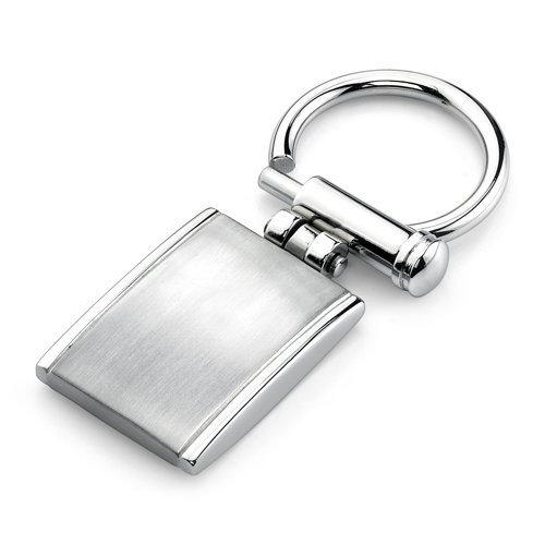 Childrens Toyshop  Apparel : Sophisticated Choice: Surgical Stainless Steel Rectangular Brushed Finish Key Ring for Men