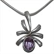 Pendant with Chain Silver Amethyst Gemstone Jewelry 1.25 inches