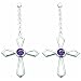 1.00 Ct.T.W. Genuine Round Amethyst in Pure Sterling Silver Cross Earrings