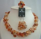 Handcrafted Carnelian Stone Chips Necklace Sets With Ring (BRAND NEW)
