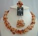 Handcrafted Carnelian Stone Chips Necklace Sets With Ring (BRAND NEW)