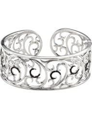 Sterling Silver Genuine Black Spinel and Diamond Hinged Cuff Bracelet