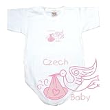 BABY BODYSUIT WHITE  PINK STORK CZECH  CZECH REPUBLIC 18 - 24 Months