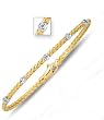 14K Yellow Gold Diamond Accent Basket-Weave Bangle Bracelet - 7.25 inches