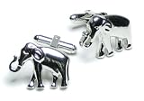 SILVER-Colored Men's Cuff Links. Elephant shaped Cufflinks.