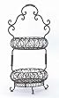 2-Tiered Wrought Iron Standing Scroll Design Display Basket 31"