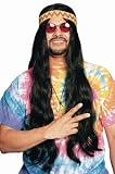 Long Hippie Wig with Headband (Brown) Adult