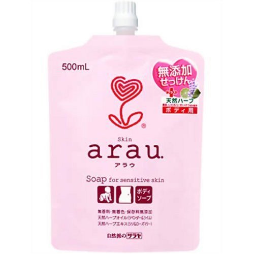 アラウ.ボデイソープ (無香料・無着色・保存料無添加) 500ml クアトロパック