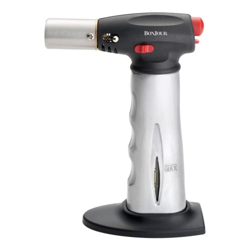BonJour Chef's Torch with Fuel Gauge, Brushed Aluminum