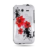 WIRELESS CENTRAL Brand Hard Snap-on Shield WHITE With RED LILY Design Facep ....