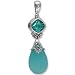  : STERLING SILVER CARIBBEAN QUARTZ AQUA BLUE OPALITE APATITE PENDANT BY SAJEN