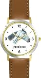 Appaloosa - JP - Horse - WATCHBUDDY&reg; DELUXE TWO-TONE THEME WATCH - Arabic Numbers - Brown Leather Strap-Children's Size-Small ( Boy's Size & Girl's Size )