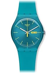Watch: Swatch Mens SUOL700 Quartz Turquoise Dial Measures Seconds Plastic Watch - Sweet Baby Ray's