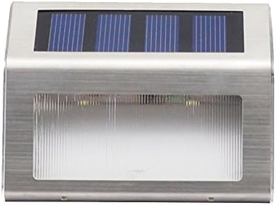 ivivii 2 LED Solar Powered Wireless Stainless Steel Staircase Step White Light Stairways Path Landscape Garden Floor Wall Patio Lamp (2)