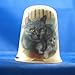 Porcelain China Collectable Thimble -- Grey Cat & Kittens