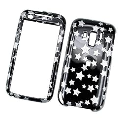 HTC Touch Pro 2 CDMA Rhodium (Verizon) Snap On Protector Hard Case Glitter Stars Black