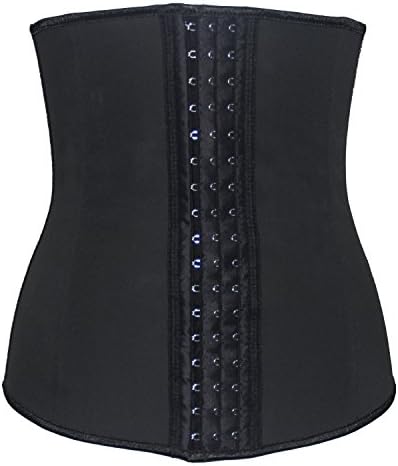 Women Rubber Latex Steel Boned Corsets and Bustiers Waist Training Cincher (M, black)