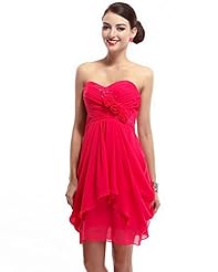 A-line Sweetheart Chiffon Applique Lace Empire   Waistline Knee Length Bridesmaid Dress 