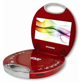 Sylvania SDVD7046-Red 7-Inch Portable DVD Player with Integrated Handle, (Red)