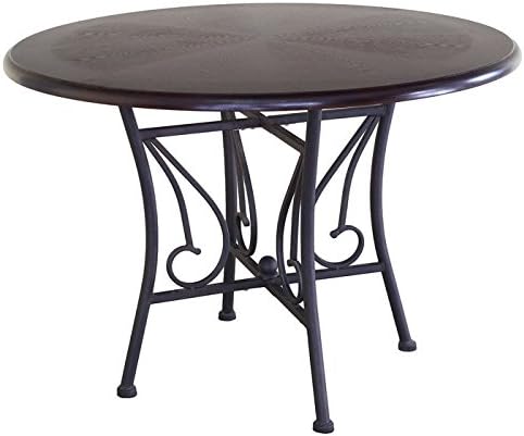 Round Dining Table with Wood Top and Metal Base