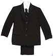 Boys and Teens Black or Navy Dress Suit 5 Piece Outfit with Vest, Dress Shirt, and Coordinated Tie