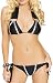 Sexy Black Bikini with Silver Stripe Metallic Accent
