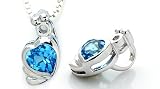 Heart Cut Swiss Blue Topaz Pendant Sterling Silver