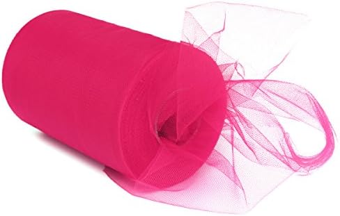 Bit Fly 1x Tulle Spool 6 Inch by 100 Yard TULLE Roll Spool Tutu Wedding Decoration Party Bow 6"x100' Colours Pick (Hot Pink)