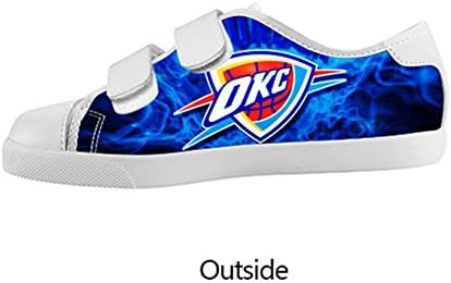 Blues Girl's Canvas Shoes NBA Oklahoma City Thunder LOGO Velcro Canvas Shoes -1M US