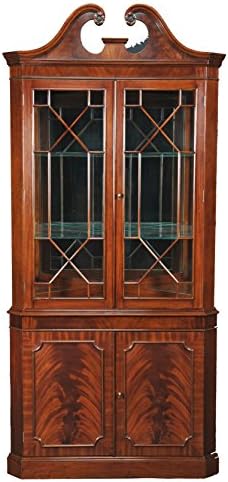 Rich Mahogany Corner Curio Display Cabinet