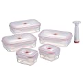 Zevro Vac 'N Save Food Storage 5-pc. Container Set - Ruby (Rectangular)