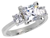 Sterling Silver 2.0 Carat Size Princess Cut Cubic Zirconia Bridal Ring