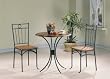 Bistro Metal & Wood Dining Tea Table & 2 Chairs 3 Piece Set By Coaster Furniture
