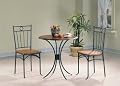 Bistro Metal & Wood Dining Tea Table & 2 Chairs 3 Piece Set By Coaster Furniture