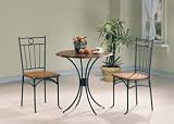  : Bistro Metal & Wood Dining Tea Table & 2 Chairs 3 Piece Set By Coaster Furniture