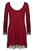 Meaneor Women's Long Sleeve Lace Embellished Loose Dress Top