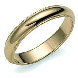 14k Yellow Gold 4mm Milgrain Half Round Band
