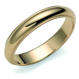 14k Yellow Gold 4mm Milgrain Half Round Band