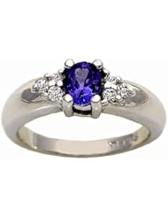 14K White Gold Tanzanite and Diamond Ring -- LIFETIME WARRANTY