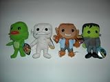 Complete Set of All Four Universal Classic Monster Stuffed Plushies: Wolfman, Mummy, Frankenstein, and Creature From the Black Lagoon