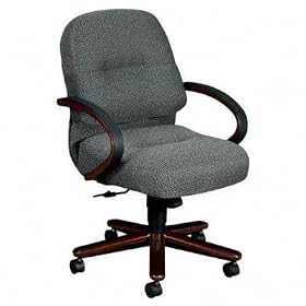 2190 Pillow Soft Manag Mid Back Swivel Tilt Chair, Iron Gray Fabric Mahogany... by Hon