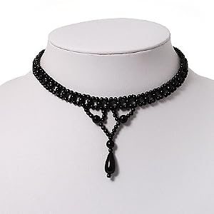 Black Acrylic Bead Flex Gothic Choker
